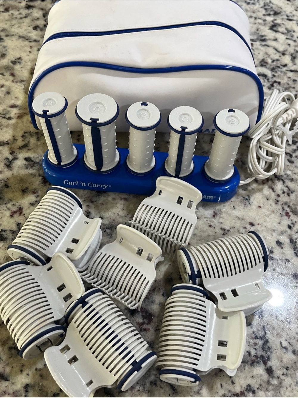 VTG Conair Curl N Carry Hot Rollers TS10R Travel Set 10 Rollers 7 Clips Works !!